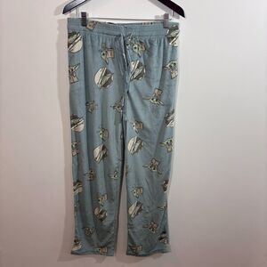 Star Wars Baby Yoda Fleece Elastic Waste Drawstring Pajama Pants Medium Soft